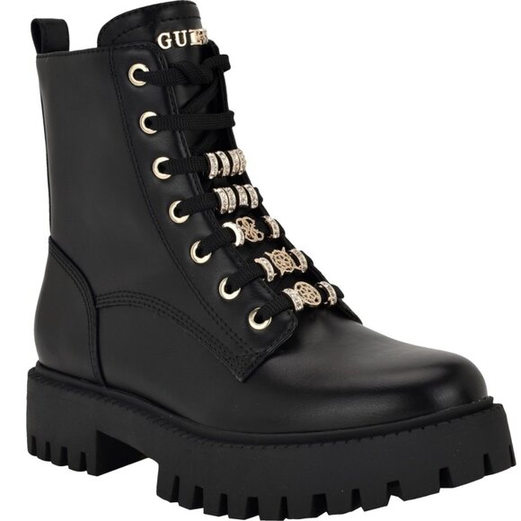 NWT GUESS Fionaa Charms Lace-Up Lug Sole Combat Boots - Picture 8 of 8